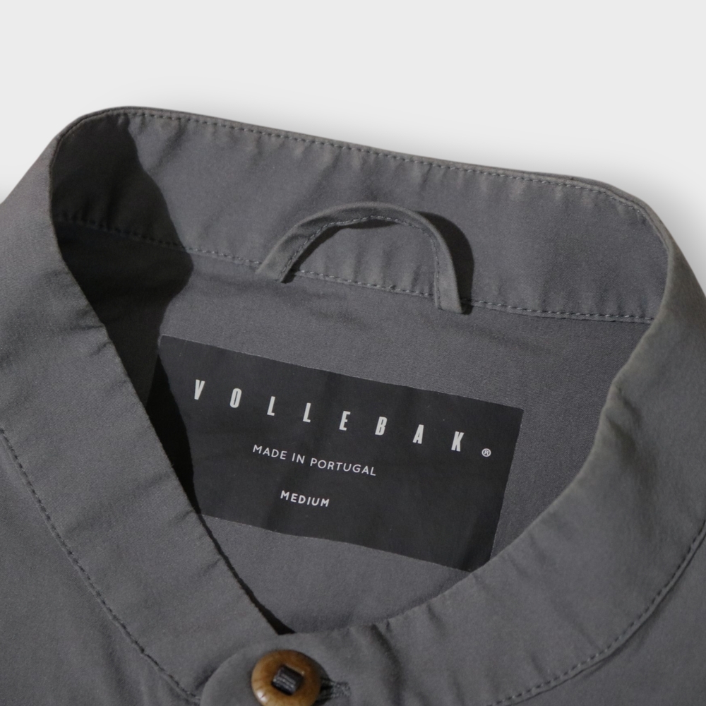 VOLLEBAK Mens M Grey-Green Equator Shirt Stand-up Collar Vents Roll-Tab Sleeves - Picture 5 of 9